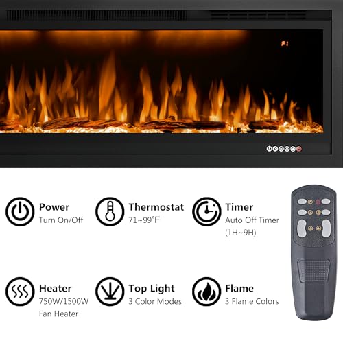 WiFi Electric Fireplace Insert with Smart Control