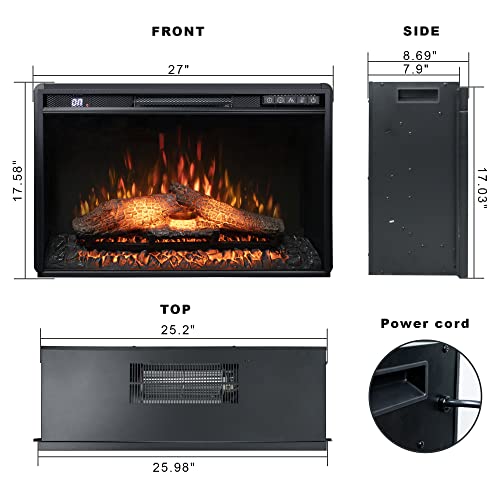 Oxhark 26" Electric Fireplace Insert with Remote