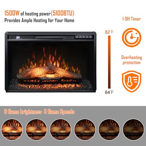 Oxhark 26" Electric Fireplace Insert with Remote