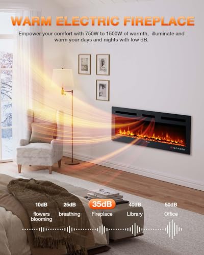 Visveil Wall Mounted Electric Fireplace with Remote
