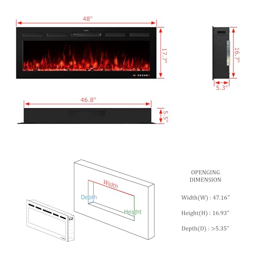 VINEMOUNT Smart Electric Fireplace Insert with Remote
