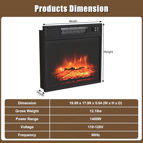 TRONLEE 18" Electric Fireplace Insert with Remote