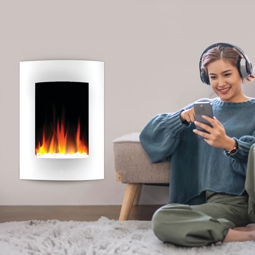 27" Wall-Mounted Curved Electric Fireplace Heater