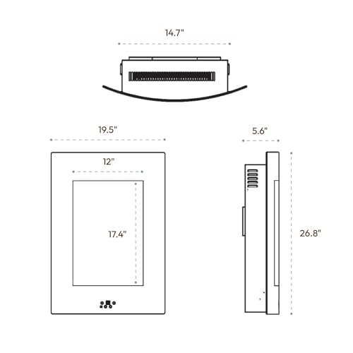 27" Wall-Mounted Curved Electric Fireplace Heater