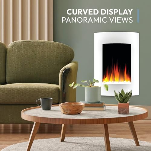 27" Wall-Mounted Curved Electric Fireplace Heater