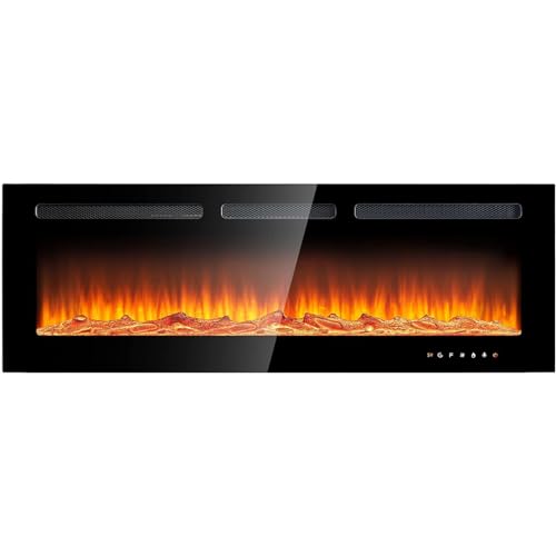 50" Wall Mounted Electric Fireplace with Remote Control