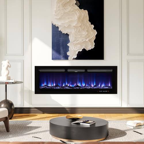 50" Wall Mounted Electric Fireplace with Remote Control