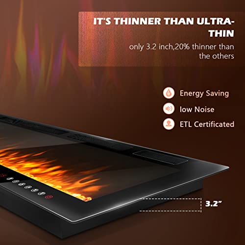 LEMBERI 50" Recessed Electric Fireplace with Remote
