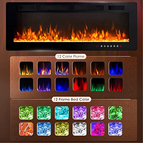LEMBERI 50" Recessed Electric Fireplace with Remote