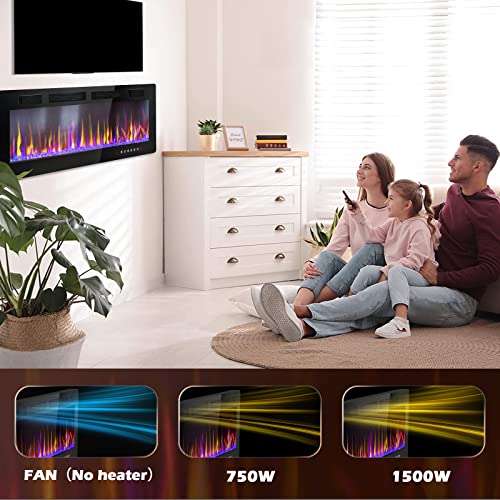LEMBERI 50" Recessed Electric Fireplace with Remote