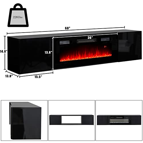 Floating TV Stand with 36" Electric Fireplace