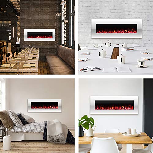 50-Inch Wall Mounted Electric Fireplace with LED Flames