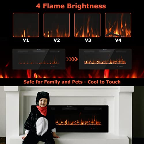 FODINGHILL 50" Wall Mounted Electric Fireplace Heater