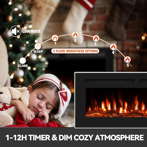 60-Inch Electric Fireplace with Remote Control
