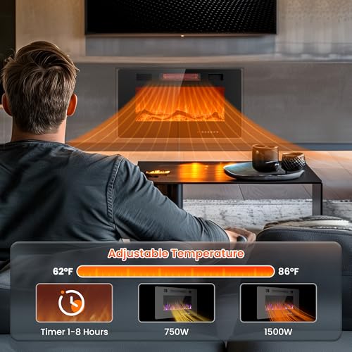 Joy Pebble 30" Electric Fireplace Insert with Remote