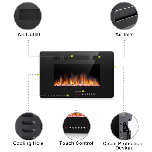 Joy Pebble 30" Electric Fireplace Insert with Remote