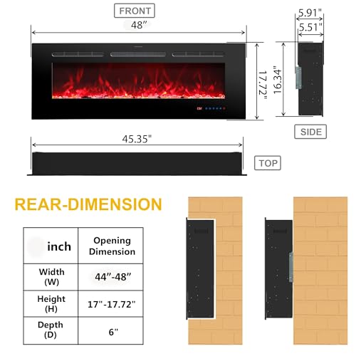 Rodalflame 48" Electric Fireplace Insert with Remote