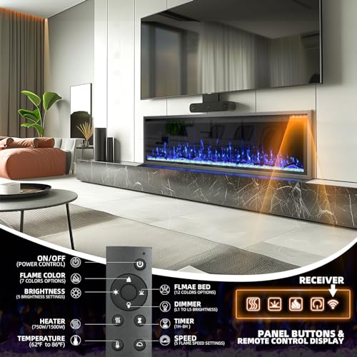 Kucreiheat 60" Electric Fireplace with Remote Control