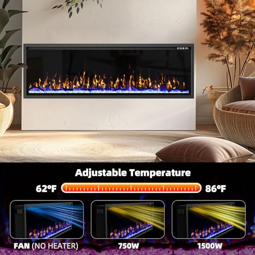 Kucreiheat 60" Electric Fireplace with Remote Control