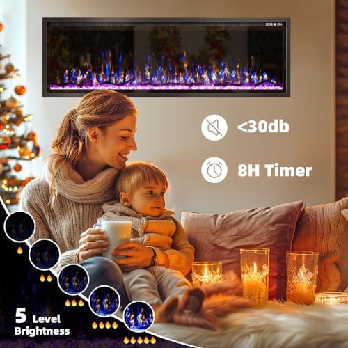 Kucreiheat 60" Electric Fireplace with Remote Control