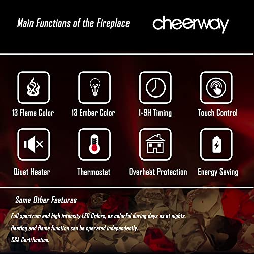 Cheerway 50" Wall-Mounted Electric Fireplace with Heater