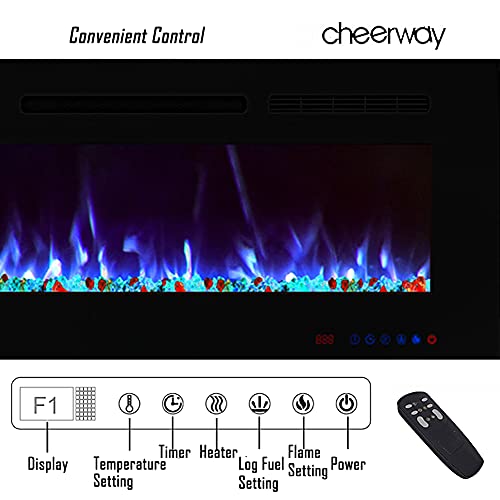Cheerway 50" Wall-Mounted Electric Fireplace with Heater