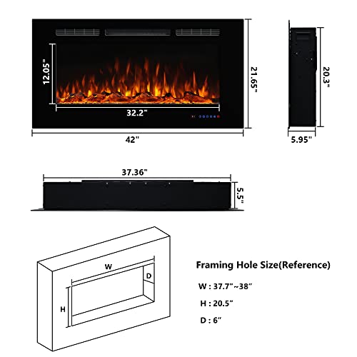 Dreamflame 42" Electric Wall-Mounted Fireplace Insert