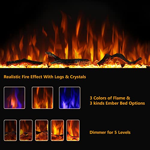 Dreamflame 42" Electric Wall-Mounted Fireplace Insert