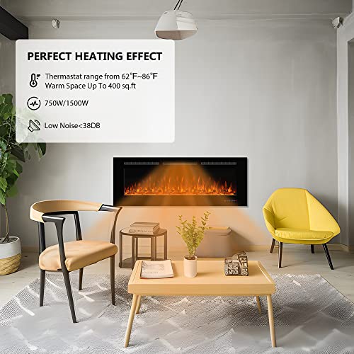 Dreamflame 42" Electric Wall-Mounted Fireplace Insert