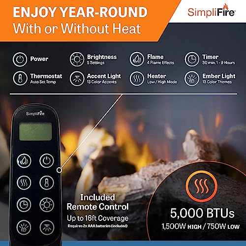 SimpliFire 36-Inch Wall Mount Electric Fireplace