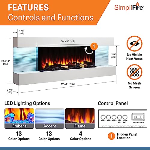 SimpliFire 36-Inch Wall Mount Electric Fireplace