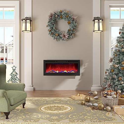 42in Wall-Mounted Electric Fireplace with Remote Control