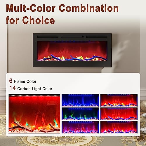 42in Wall-Mounted Electric Fireplace with Remote Control