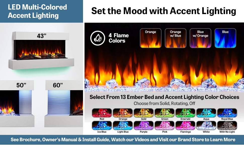 SimpliFire 36-Inch Wall Mount Electric Fireplace