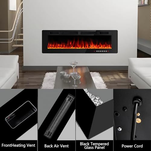 BOSSIN 72” Ultra-Thin Electric Fireplace with Remote