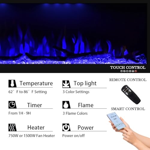Masarflame 74" WiFi Smart Electric Fireplace