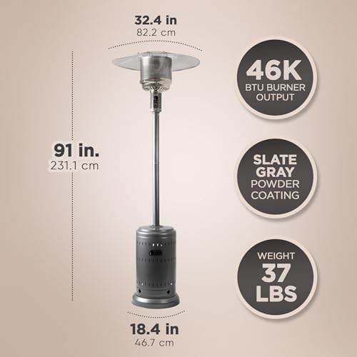 Outdoor 46,000 BTU Slate Gray Propane Heater