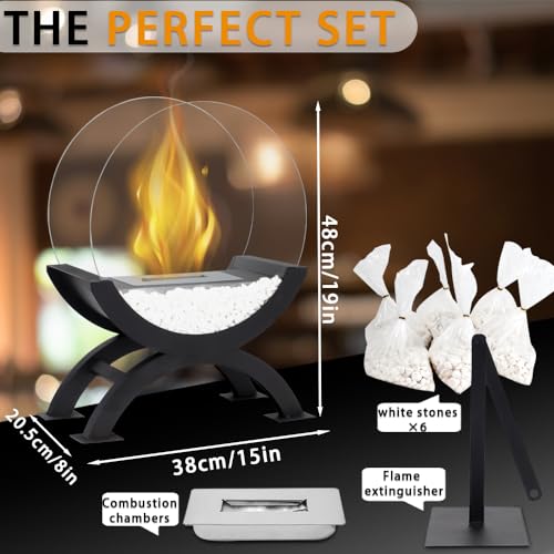 Large Round Glass Tabletop Bio Ethanol Fireplace