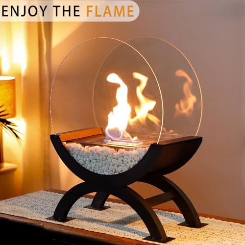 Large Round Glass Tabletop Bio Ethanol Fireplace