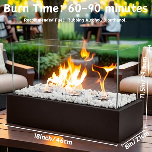 Portable Rectangular Tabletop Fire Pit - 18x8 inches