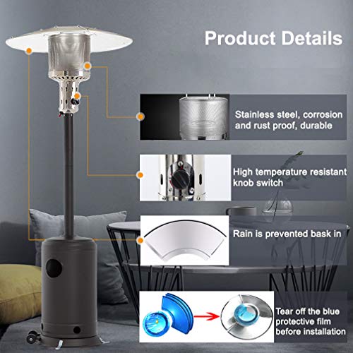 Tall Mocha Propane Patio Heater with Accessories