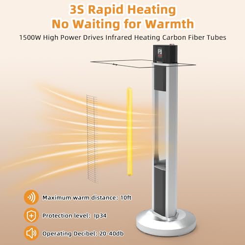 1500W Infrared Outdoor Patio Heater with Remote