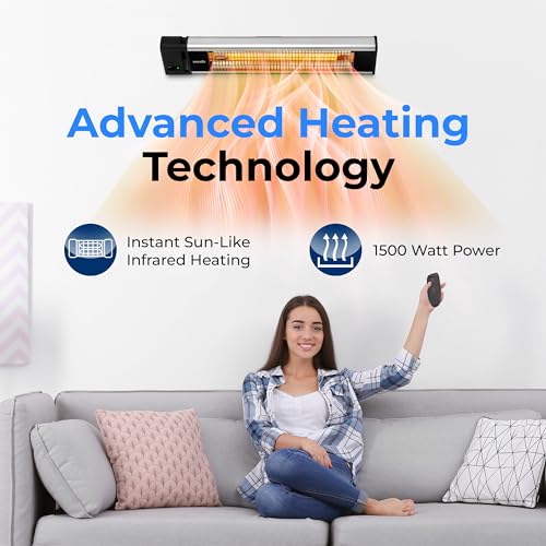 SereneLife 1500W Infrared Wall-Mounted Patio Heater