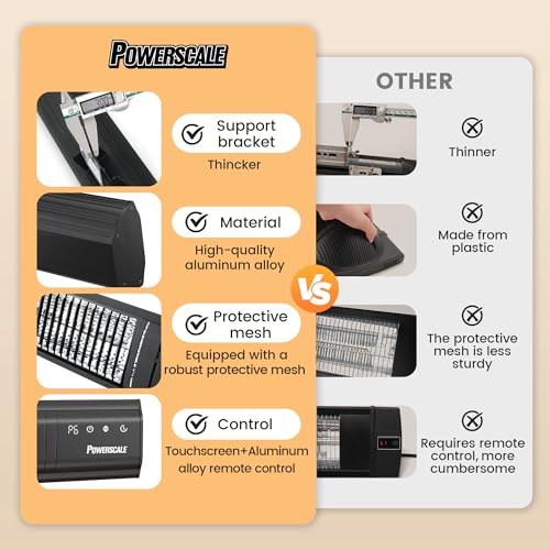 PowerScale Infrared Electric Patio Heater, 1500W Black