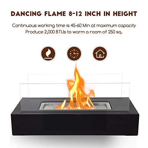 Portable Fire Bowl with Ethanol Burner for Indoors/Outdoors