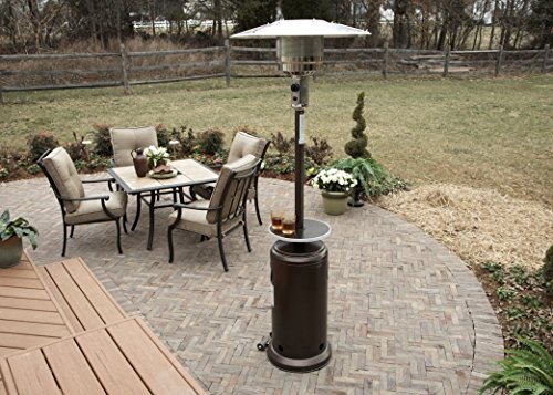 Hammered Bronze Tall Patio Heater with Table