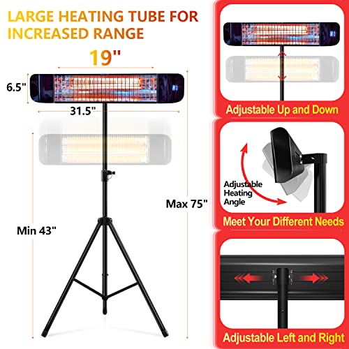 1500W Electric Infrared Outdoor Heater - Wall/Ceiling/Tripod