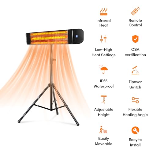 1500W Electric Infrared Outdoor Heater - Wall/Ceiling/Tripod