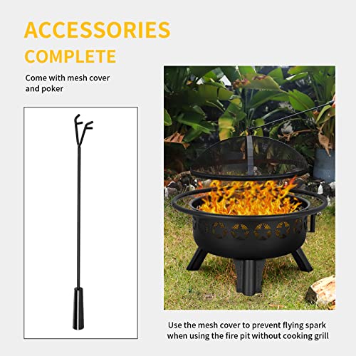 Hykolity 31" Wood Burning Fire Pit with Grill