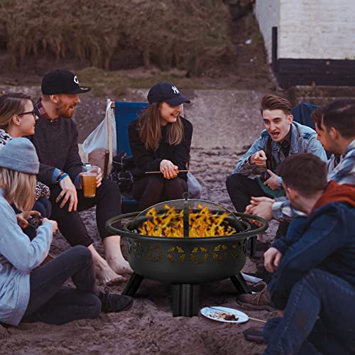 Hykolity 31" Wood Burning Fire Pit with Grill